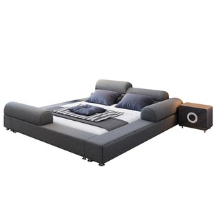 北欧布艺榻榻米双人床主卧现代简约轻奢软床加宽实木2x2米2.2大床