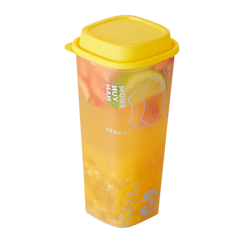 颜值担当网红四方形果茶杯一次性