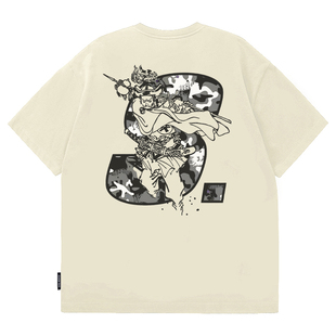 STA迷彩方块林冲美式重磅短袖T恤休闲日常纯棉潮牌宽松上衣男女