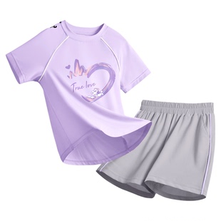 史努比儿童夏季套装2026新款女童速干短袖短裤薄款男童运动两件套