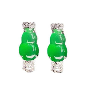 天然阳绿玉髓葫芦耳环S925银复古精致时尚高级感国风元素福禄耳饰