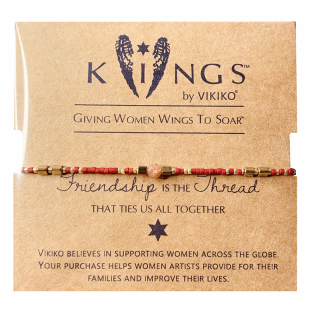 VIKIKO【上岸】串珠天然太阳石姨妈色细小女生手链红色绳闺蜜同款