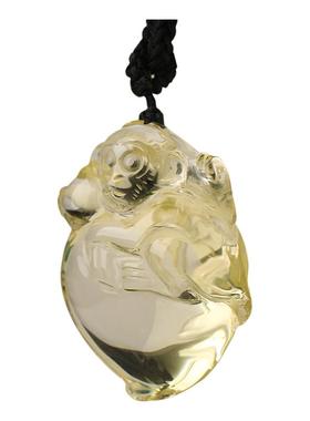 追梦灵猴献瑞九尾萌狐天然黄水晶