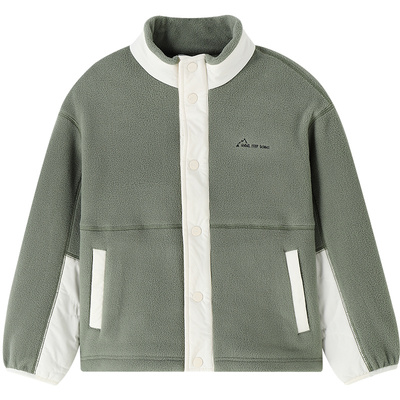 安奈儿童装男童女童立领外套2025冬季新款双面摇粒绒保暖防风时尚