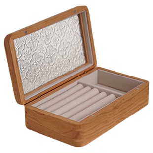 丝绒首饰盒实木轻首饰盒高级小众耳钉戒指专用收纳盒抽屉内珠宝盒