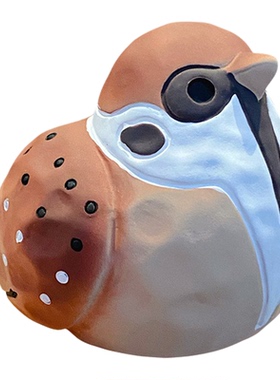 北欧简约树脂木雕风小鸟卡通摆件