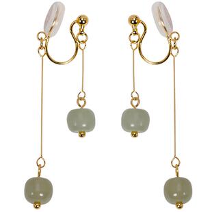 简约和田玉流苏蚊香盘耳夹无耳洞复古高级感手作耳钉耳款女耳饰