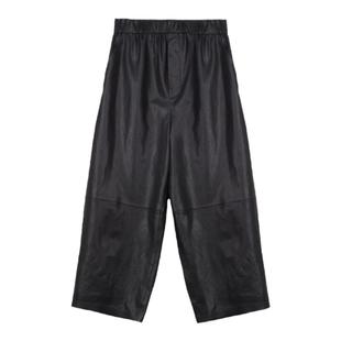 TOFOD 山本裤 英国进口植糅小羔羊皮哈伦裤 宽松九分阔腿裤皮裤女