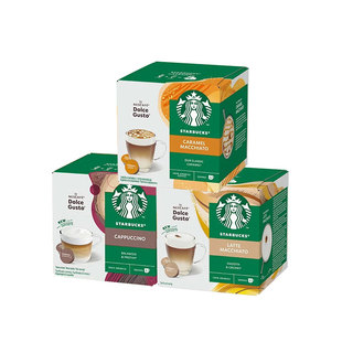(3盒装)星巴克雀巢DOLCE GUSTO多趣酷思胶囊咖啡焦糖拿铁卡布奇诺