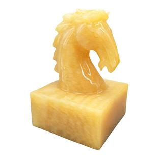 天然黄玉马印章摆件玉器生肖马头玉玺家居风水玉石章子工艺品摆设