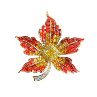 【枫叶红了】鹅黄树叶枫叶胸针法式浪漫优雅大衣配饰高档精致胸花