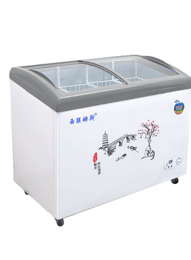 圆弧玻璃门家用冷藏冷冻卧式冰柜