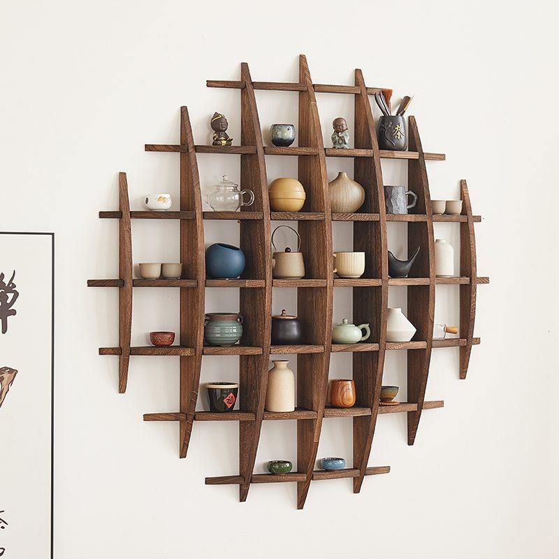 实木中式博古架壁挂茶具架 多宝阁仿古展示架