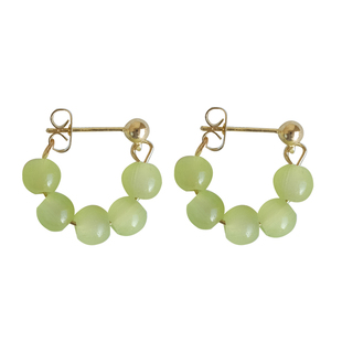 《青青糯山》春夏清新显白复古新中式绿色串珠耳环耳圈耳夹无耳洞