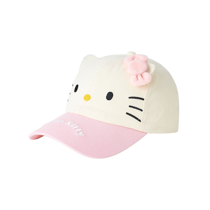 hellokitty正版鸭舌帽少女粉色刺绣蝴蝶结棒球帽春秋遮阳显脸小帽