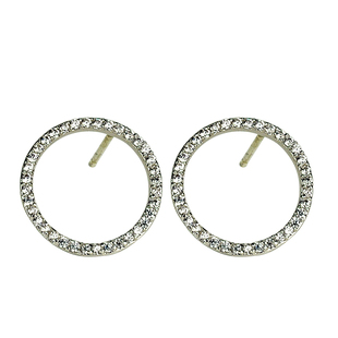 余生请多指教同款耳环高级感气质简约几何圆圈满钻耳钉女纯银针