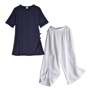 中式套装高级感女装中国风太极服女款2025新款夏季佛系禅意素衣