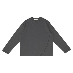 todaynowind今日无风10周年小领口印花长袖T恤哈梭分割圆领打底衫