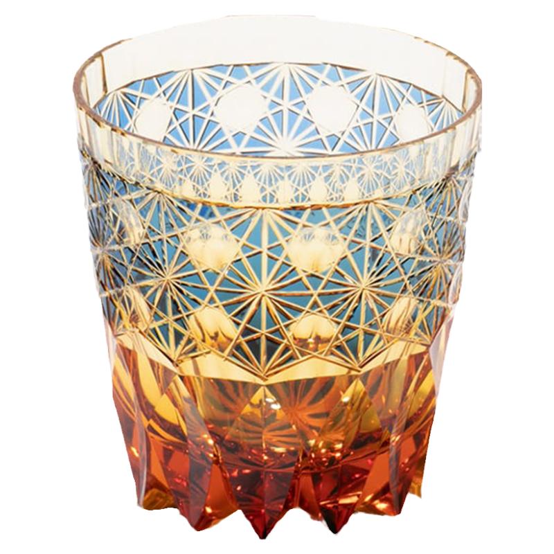 日本山田硝子江户切子水晶玻璃杯威士忌酒杯日式手工雕刻洛克杯