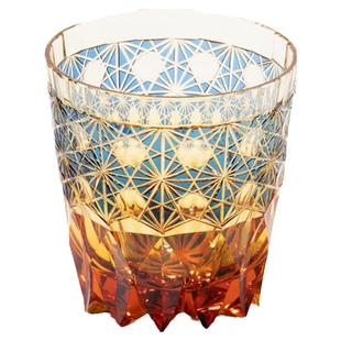 日本山田硝子江户切子水晶玻璃杯威士忌酒杯日式手工雕刻洛克杯