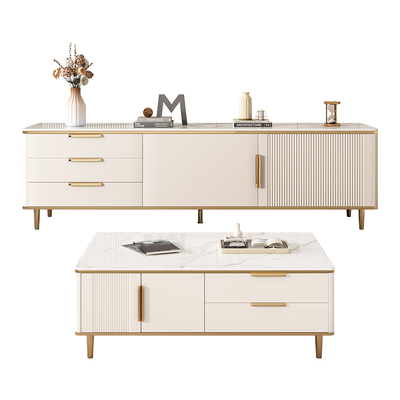 全实木岩板整装轻奢电视柜