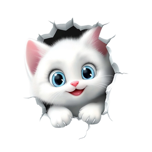 汽车贴纸3d立体猫咪车身划痕遮挡遮盖装饰保险杆卡通创意电动车贴