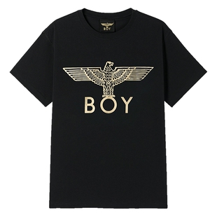 BOYLONDON夏季情侣款烫金飞翔老鹰时尚潮牌短袖T恤N01016