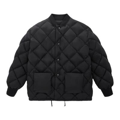 太平鸟男装潮流日系棒球领棉服黑色棉衣男B1ABD4V11