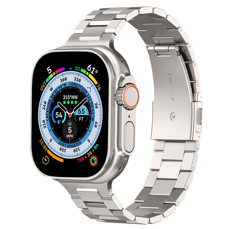 maenwvo适用苹果手表iwatch12表带ultra表带不锈钢金属新款小众高级感男士钢带s9s8表链applewat