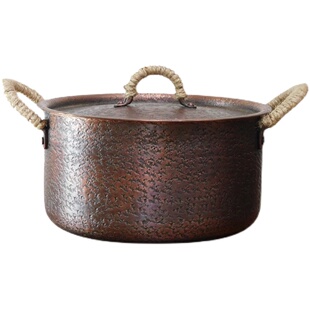 纯手工纯铜火锅 汤锅 炖锅 复古中式明火 无涂层奶锅 大号可定制