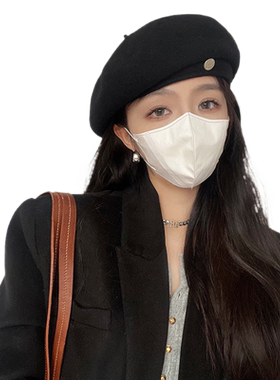 艾佳微韩版羊毛呢贝雷帽女冬季