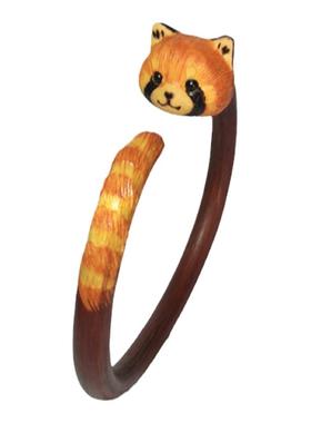 原创设计鸡血藤木雕小熊猫手镯