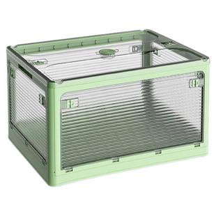 可折叠收纳箱衣服玩具书本储物箱子家用加厚透明五开门带轮收纳柜