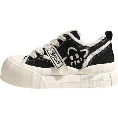 TTKJ厚底鞋女鞋2026春季新款巨好看大头增高鞋子休闲运动帆布板鞋