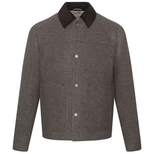 【巴恩风】利郎毛呢大衣男士短款羊毛夹克撞色翻领25冬季男装外套