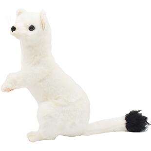 HANSA仿真白貂毛绒玩具儿童认知公仔雪貂生日礼物玩偶可凹造型