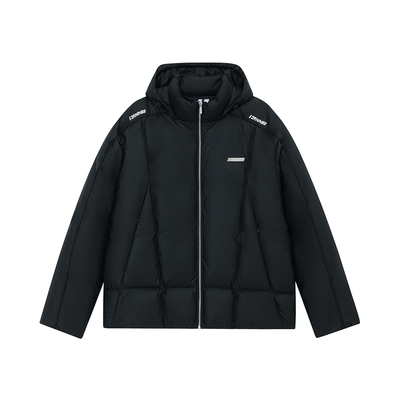 FORNINES短款立体感刺绣皮羽绒服