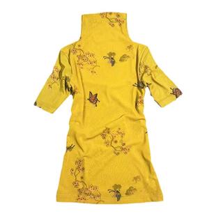 欧洲站时尚新款短袖女t恤小衫修身洋气女装网纱柠檬黄上衣打底衫