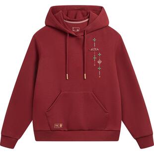 李宁中国文化系列故宫联名卫衣女士春季新年红色连帽马年针织上衣