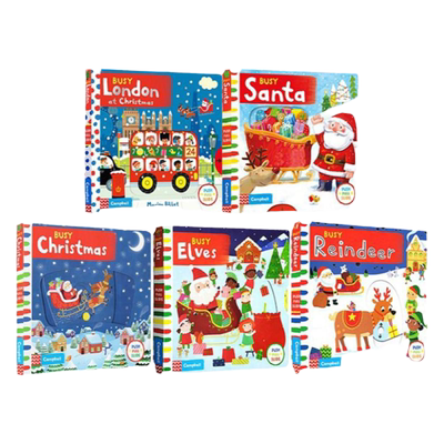 英文原版 圣诞节系列 Campbell Busy系列 Busy Santa/Elves 3册  节日套装 纸板机关操作书 边玩边学 亲子互动游戏书