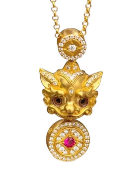 999足金黄金吊坠君佩貔貅金项链