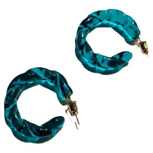 G/J 有形之水手工琉璃波纹冷淡风925银针耳环女韩国小众透明耳饰