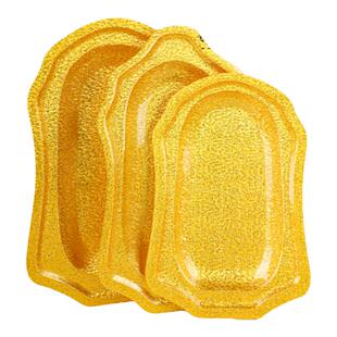 乳猪盘亚克力金色加厚大号烤鸭烧腊烤猪海鲜专用盘长方形菜盘酒店