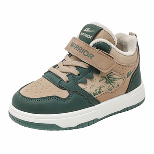 回力童鞋男童加绒鞋子2025新款冬季儿童板鞋皮面加厚中大童运动鞋