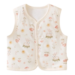 婴儿马甲小月龄春秋新生儿纯棉内搭轻薄宝宝背心52码保暖坎肩外穿