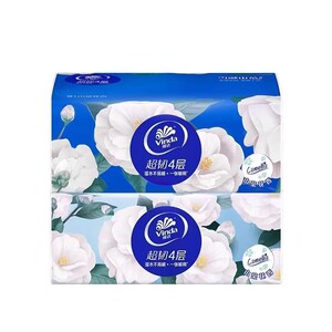维达山茶花抽纸超韧印花4层加厚家用实惠装整箱餐巾面巾纸卫生纸