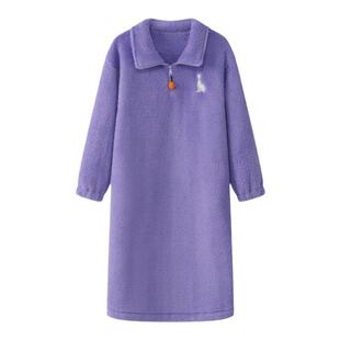 羽触【超柔软】舒棉绒睡衣女款秋冬季加绒加厚保暖家居服长款睡袍