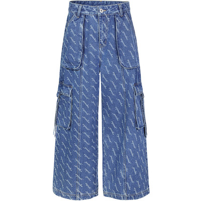 GUUKAHERO满印LOGO牛仔裤