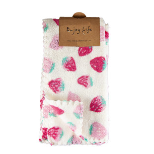 草莓小毛巾柔软儿童面巾珊瑚绒吸水多用途小方巾口水巾擦手巾抹布