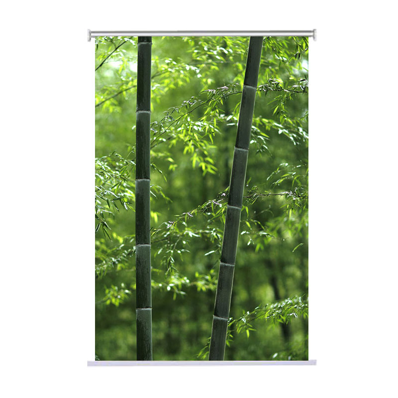定制窗帘卷帘新中式竹林竹子禅意荷花图案山水画卧室办公室遮光